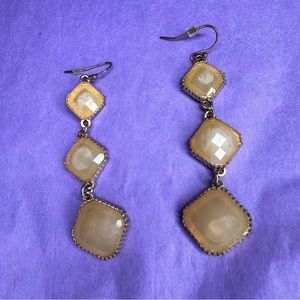Elegant Yellow Stone Drop Earrings